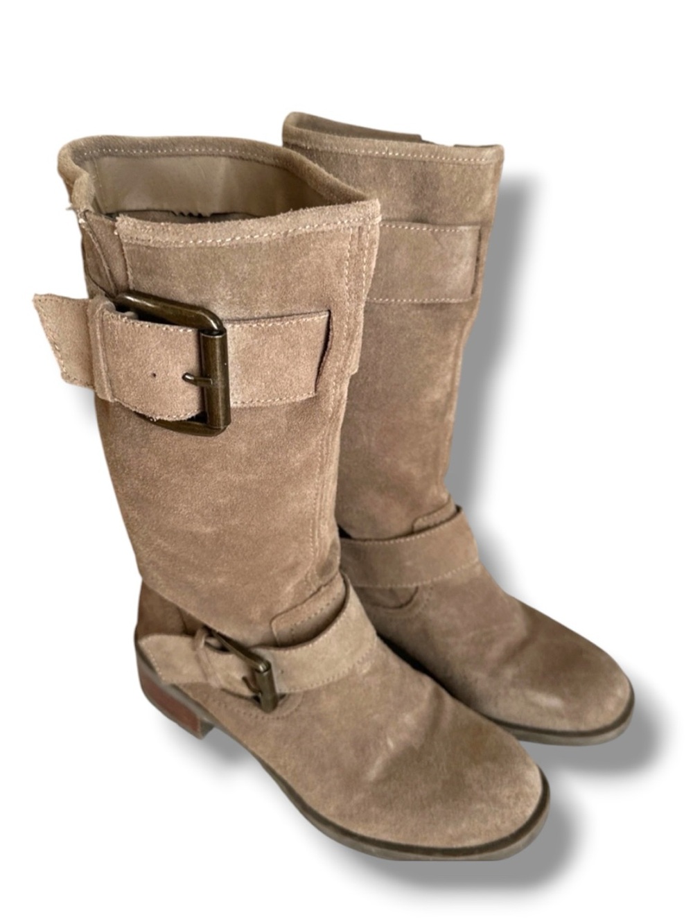 NEW by SKECHERS, STYLE LUNACY BOOTS TAUPE, SUEDE, MID-CALF  (SIZE 7.5)